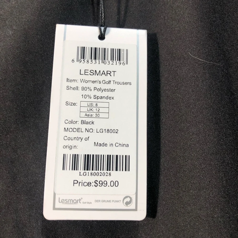 NWT Lesmart Stretch Lightweight Women’s Golf Pants, Black, Sz 8 - Picture 4 of 8